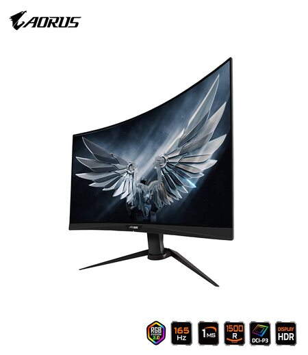 Gigabyte AORUS CV27F 27" 165Hz 1080P 1500R FreeSync Gaming Monitor, Exclusive Built-in ANC, 1920x1080 Display, 1 ms Response Time, HDR, 90% DCI-P3, 1x Display Port 1.2, 2X HDMI 2.0, 2X USB 3.0