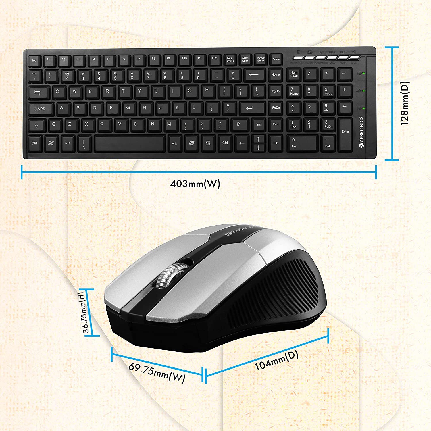 Zebronics Judwaa-580 Standard Keyboard and Mouse Combo (Black)