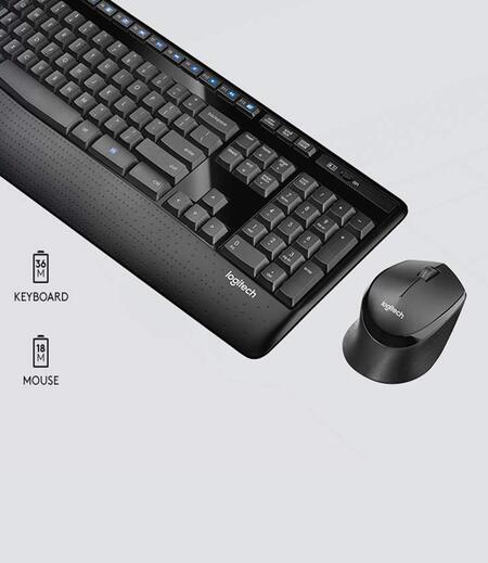 Logitech MK345 Wireless Combo – Full-Sized Keyboard with Palm Rest and Comfortable Right-Handed Mouse