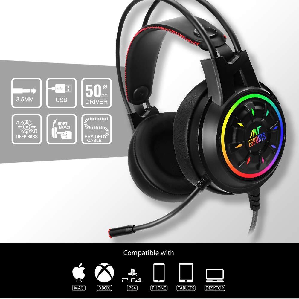 Ant Esports H707 HD RGB LED Gaming Headset with Mic