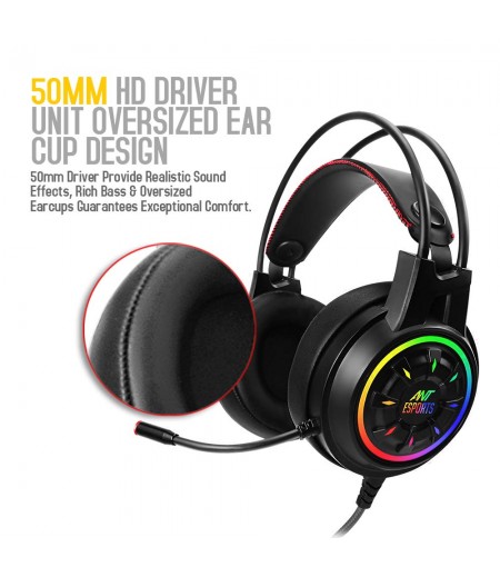 Ant Esports H707 HD RGB LED Gaming Headset with Mic