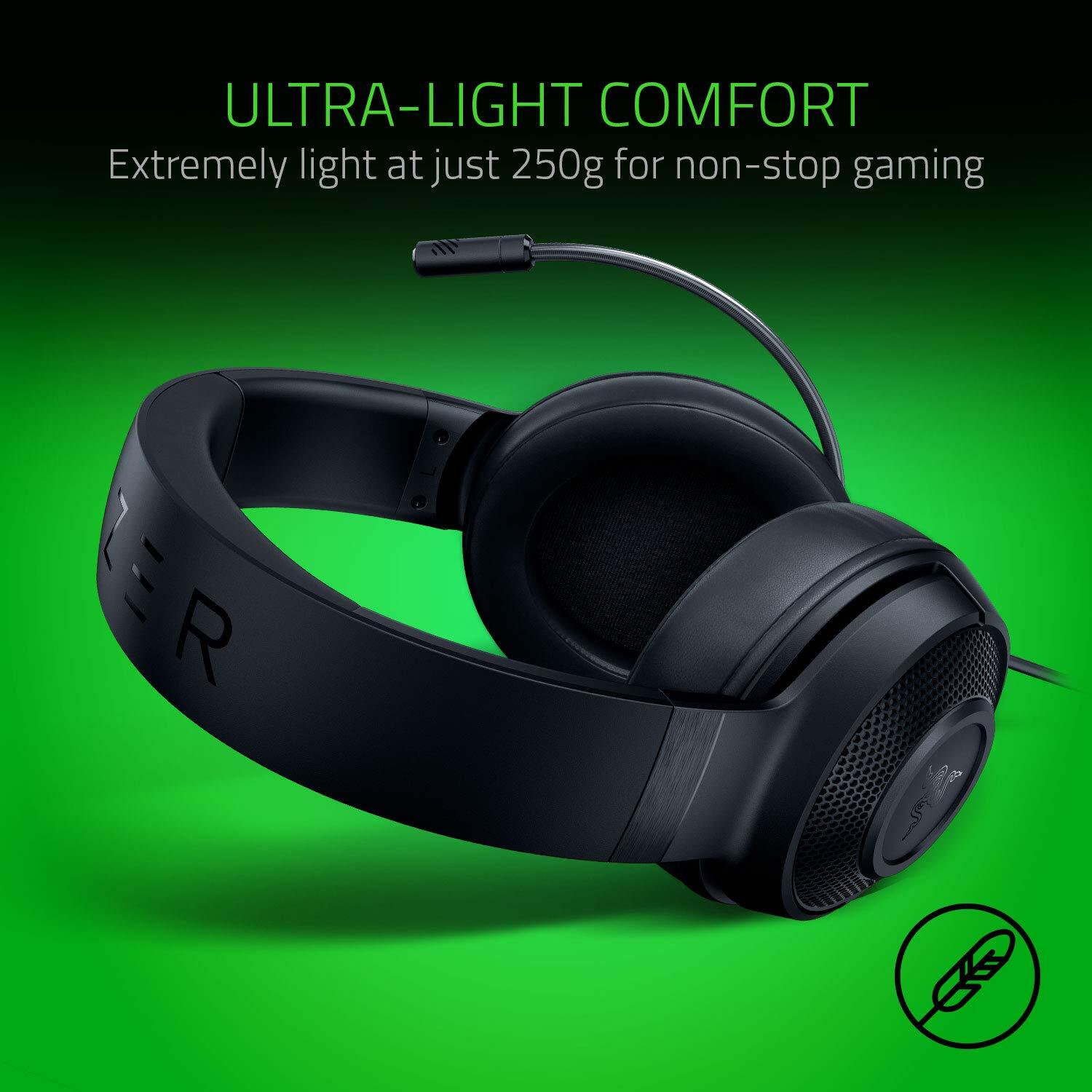 Razer Kraken X Ultralight Gaming Headset: 7.1 Surround Sound - Matte Black