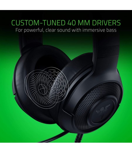 Razer Kraken X Ultralight Gaming Headset: 7.1 Surround Sound - Matte Black