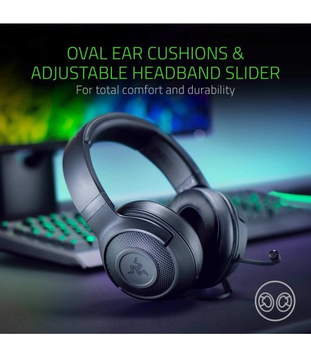 Razer Kraken X Ultralight Gaming Headset: 7.1 Surround Sound - Matte Black