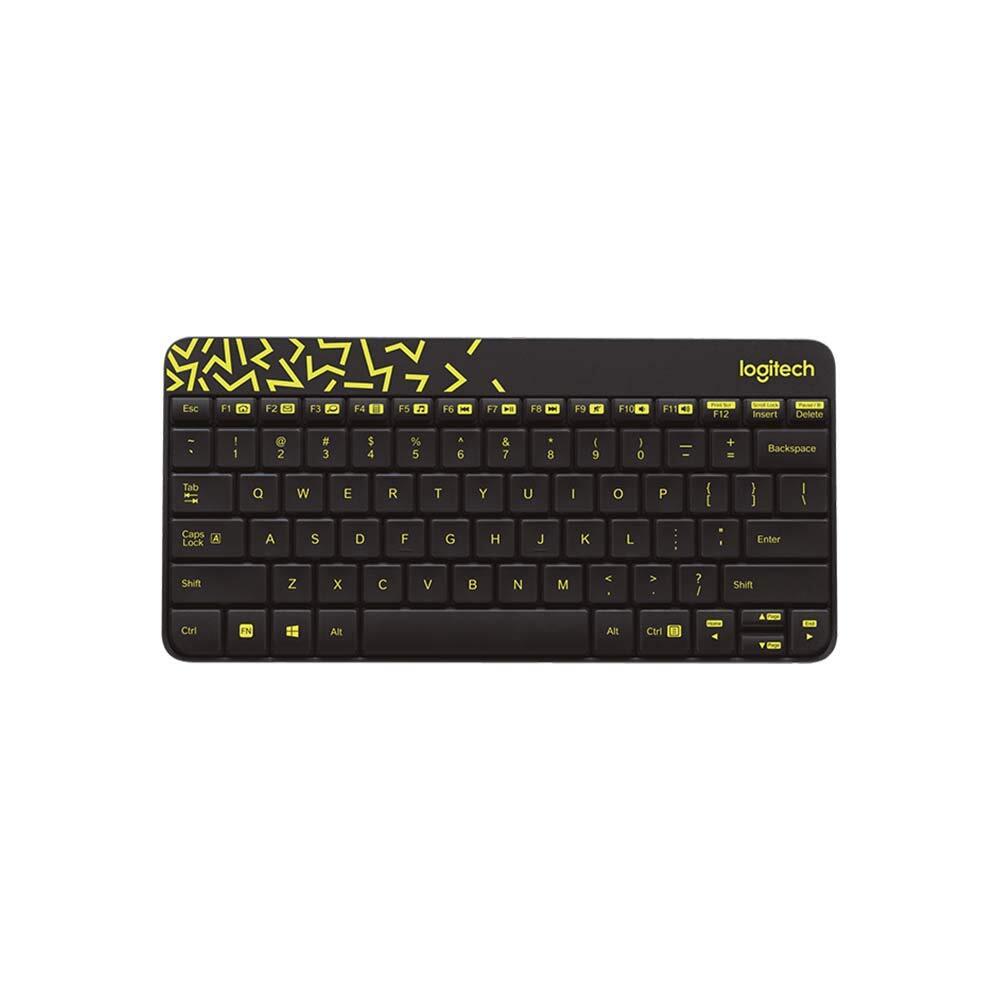 Logitech MK240 Nano Wireless Keyboard and Mouse Combo,12 Function Keys 2.4GHz Wireless, 1000DPI,Spill-Resistant Design, PC/Mac-Black/Chartreuse Yellow