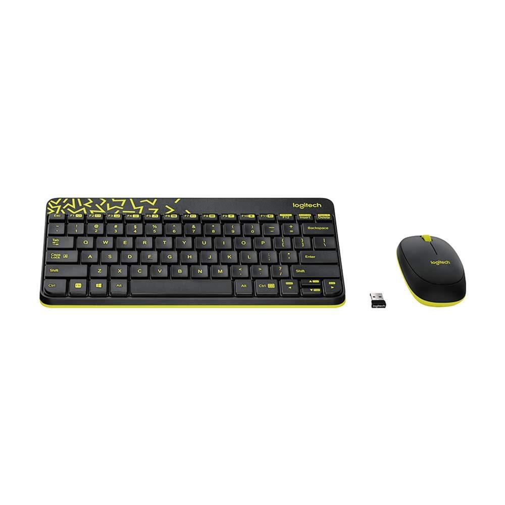 Logitech MK240 Nano Wireless Keyboard and Mouse Combo,12 Function Keys 2.4GHz Wireless, 1000DPI,Spill-Resistant Design, PC/Mac-Black/Chartreuse Yellow