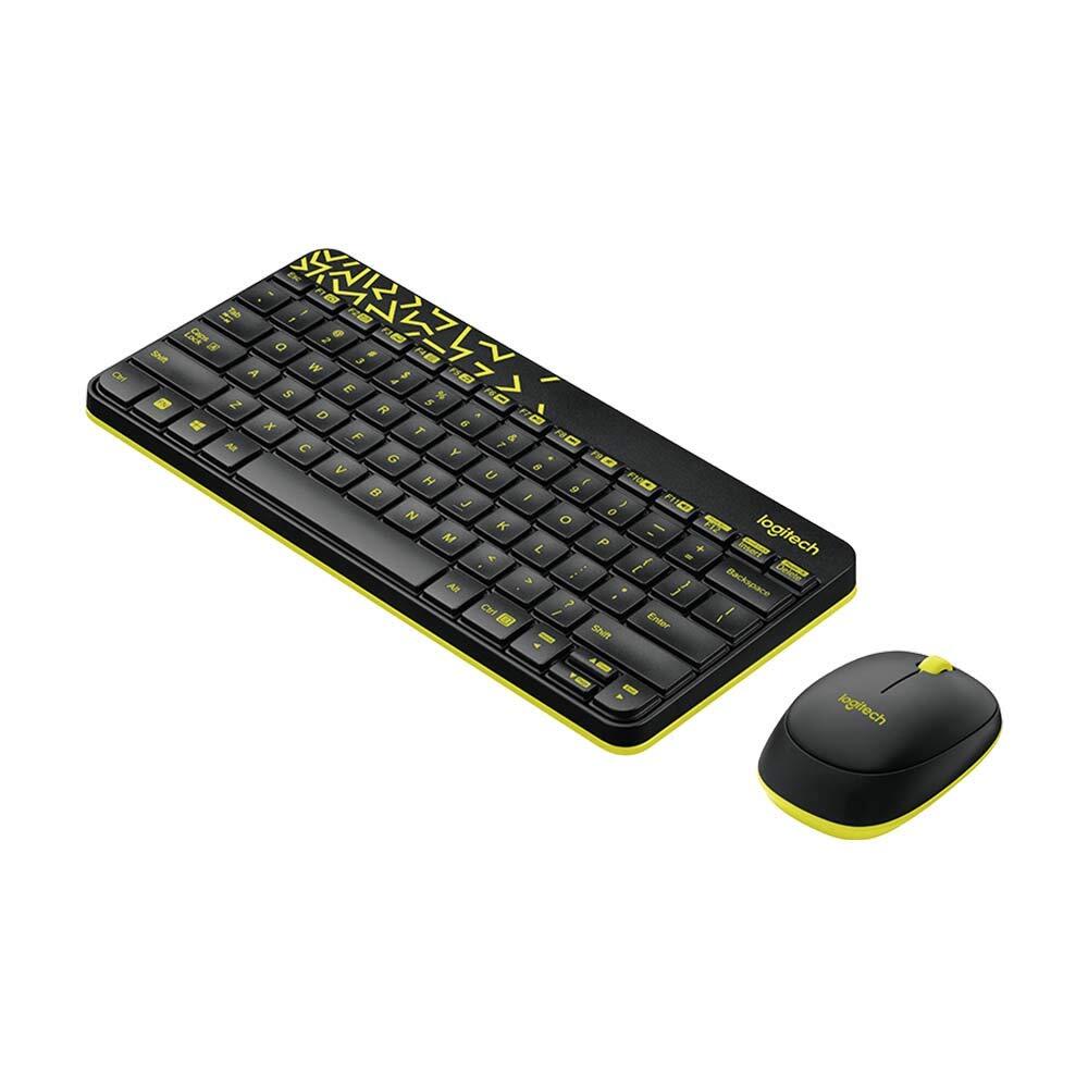 Logitech MK240 Nano Wireless Keyboard and Mouse Combo,12 Function Keys 2.4GHz Wireless, 1000DPI,Spill-Resistant Design, PC/Mac-Black/Chartreuse Yellow