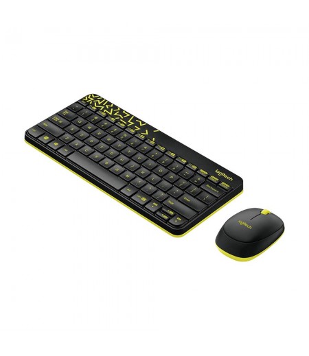 Logitech MK240 Nano Wireless Keyboard and Mouse Combo,12 Function Keys 2.4GHz Wireless, 1000DPI,Spill-Resistant Design, PC/Mac-Black/Chartreuse Yellow