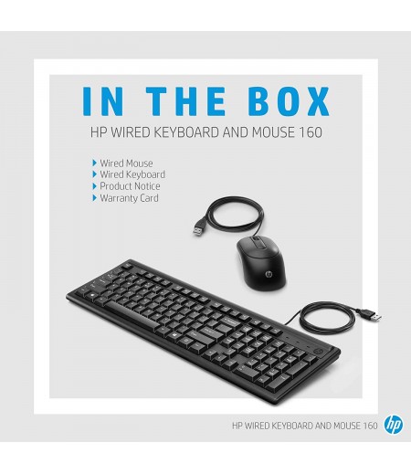 HP Wired Keyboard and Mouse 160 (6HD76AA)