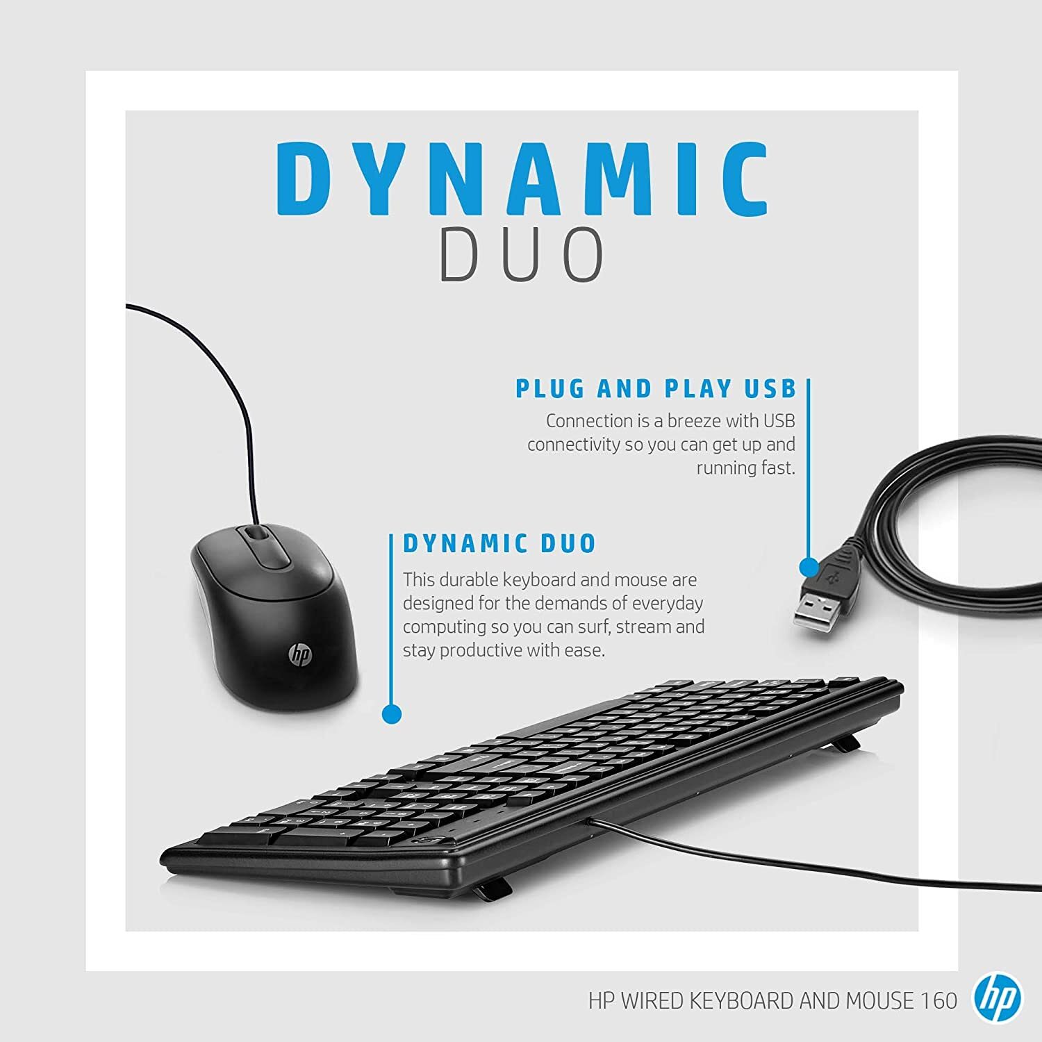 HP Wired Keyboard and Mouse 160 (6HD76AA)