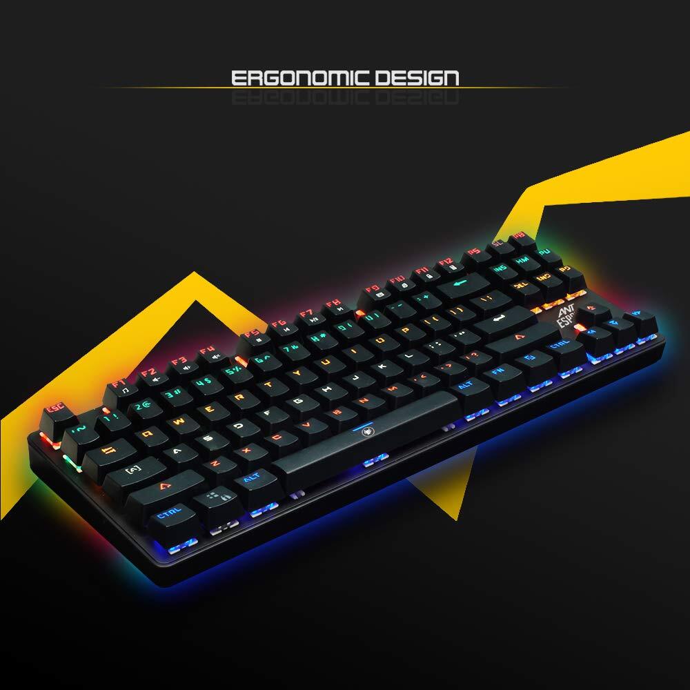 Ant Esports MK1000 Multicolour LED Backlit Wired TKL Mechanical Gaming Keyboard with Blue Switches (Black)