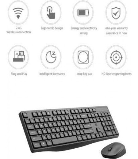 HP CS10 Wireless Multi-Device Keyboard and Mouse Combo (Black) (7YA13PA)