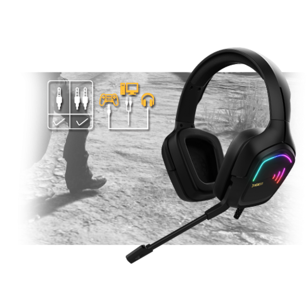 GAMDIAS HEBE E2 Gaming Headphone Wired Headset Gaming Headphone  (Black, On the Ear)