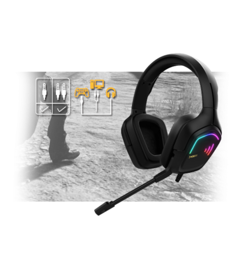 GAMDIAS HEBE E2 Gaming Headphone Wired Headset Gaming Headphone  (Black, On the Ear)