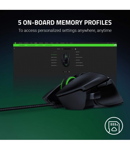 Razer Basilisk v2 Wired Gaming Mouse: 20K DPI Optical Sensor, Fastest Gaming Mouse Switch, Chroma RGB Lighting, 11 Programmable Buttons, Classic Black