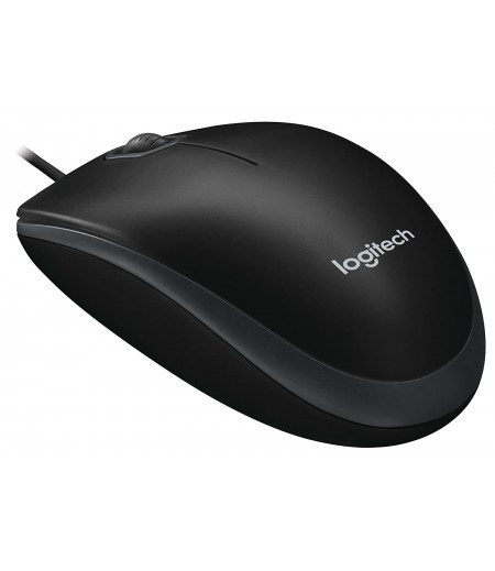 Logitech B100 Corded Mouse – Wired USB Mouse for Computers and laptops, for Right or Left Hand Use, Black