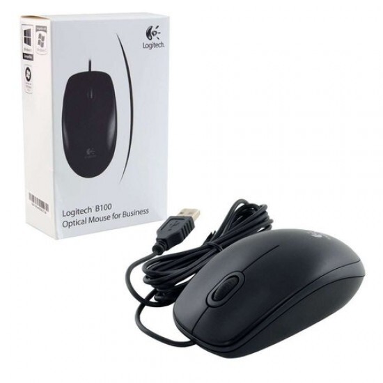 Logitech B100 Corded Mouse – Wired USB Mouse for Computers and laptops, for Right or Left Hand Use, Black