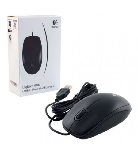 Logitech B100 Corded Mouse – Wired USB Mouse for Computers and laptops, for Right or Left Hand Use, Black