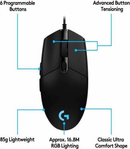 Logitech G102 Wired Optical Gaming Mouse  (USB 2.0, Black)