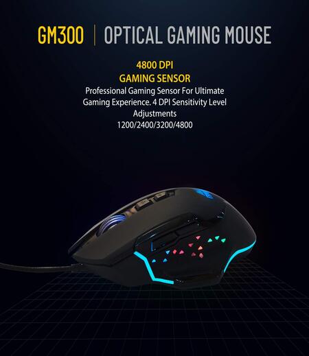 Ant Esports GM300 RGB Gaming Mouse with Optical Sensor 1000 Hz Polling Rate 4800 Dpi for FPS and MOBA Games - Black (GM 300)