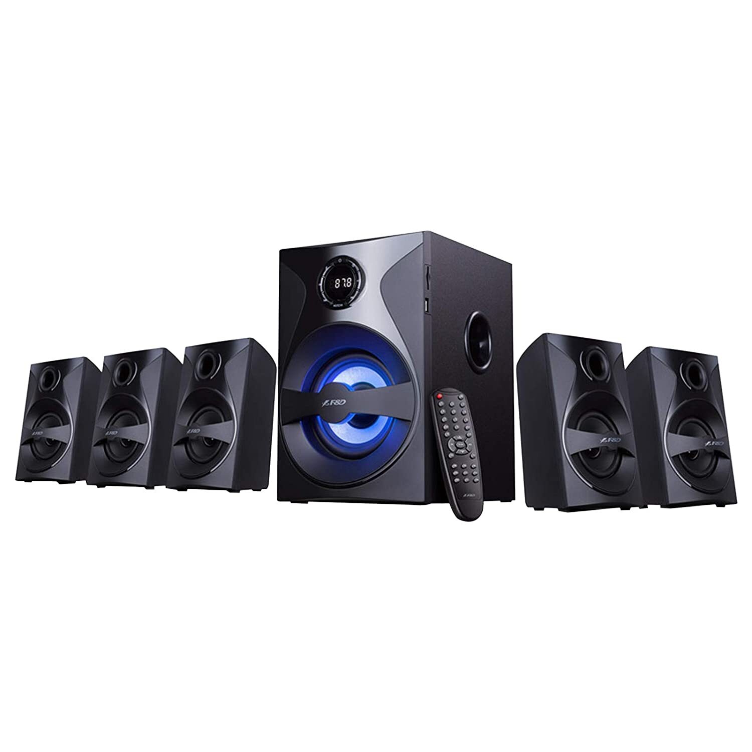 F&D F3800X 80W 5.1 Bluetooth Multimedia Speaker with Multi Color LED - Black