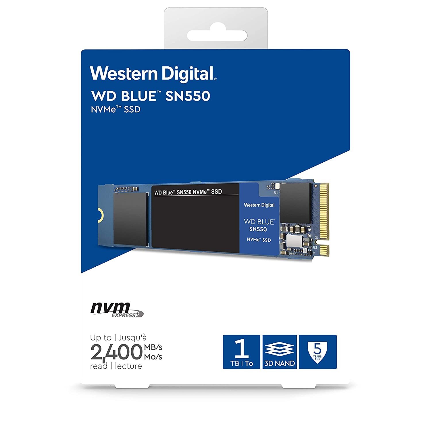 WD Blue SN550 1TB NVMe Internal SSD - 2400MB/s R, 1950MB/s W, 5Y Warranty (WDBA3V0010BNC-WRSN)