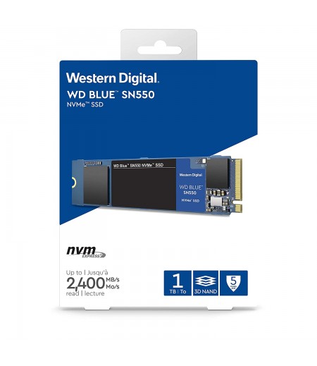 WD Blue SN550 1TB NVMe Internal SSD - 2400MB/s R, 1950MB/s W, 5Y Warranty (WDBA3V0010BNC-WRSN)