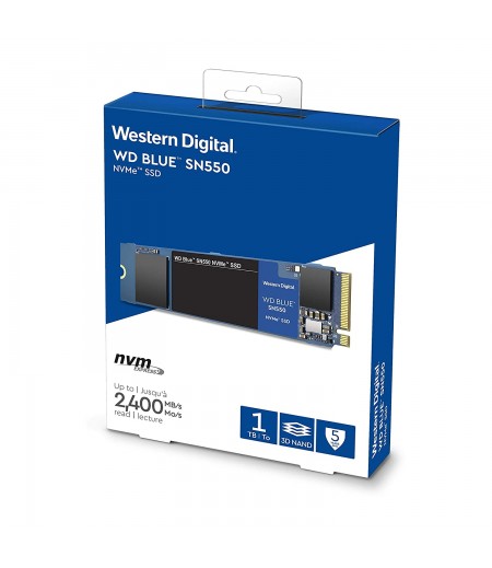 WD Blue SN550 1TB NVMe Internal SSD - 2400MB/s R, 1950MB/s W, 5Y Warranty (WDBA3V0010BNC-WRSN)