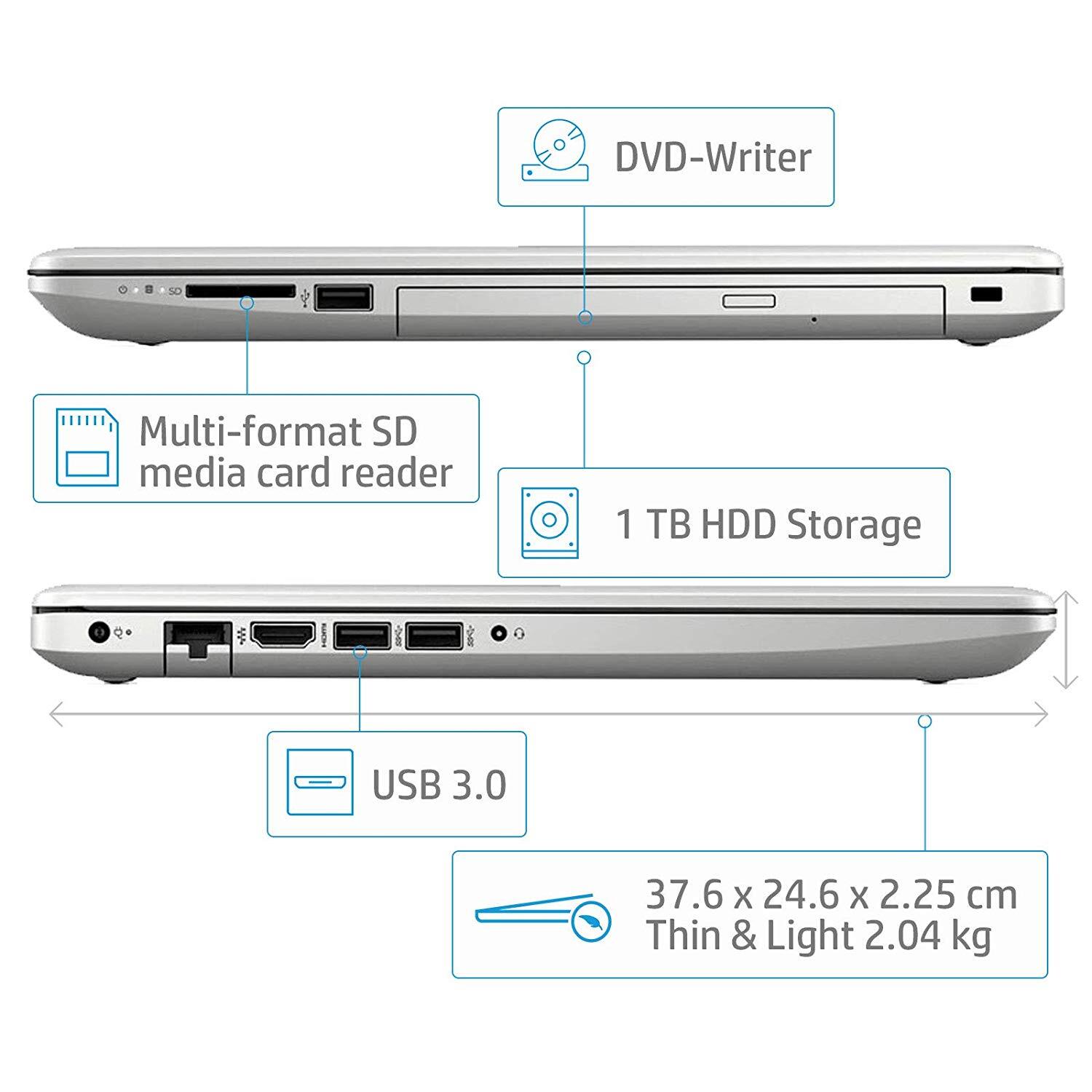 HP 15 Core i3 7th gen 15.6-inch Laptop (4GB/1TB HDD/Windows 10 Home/Natural Silver/2.04 kg), 15-DA0326TU-M000000000121 www.mysocially.com