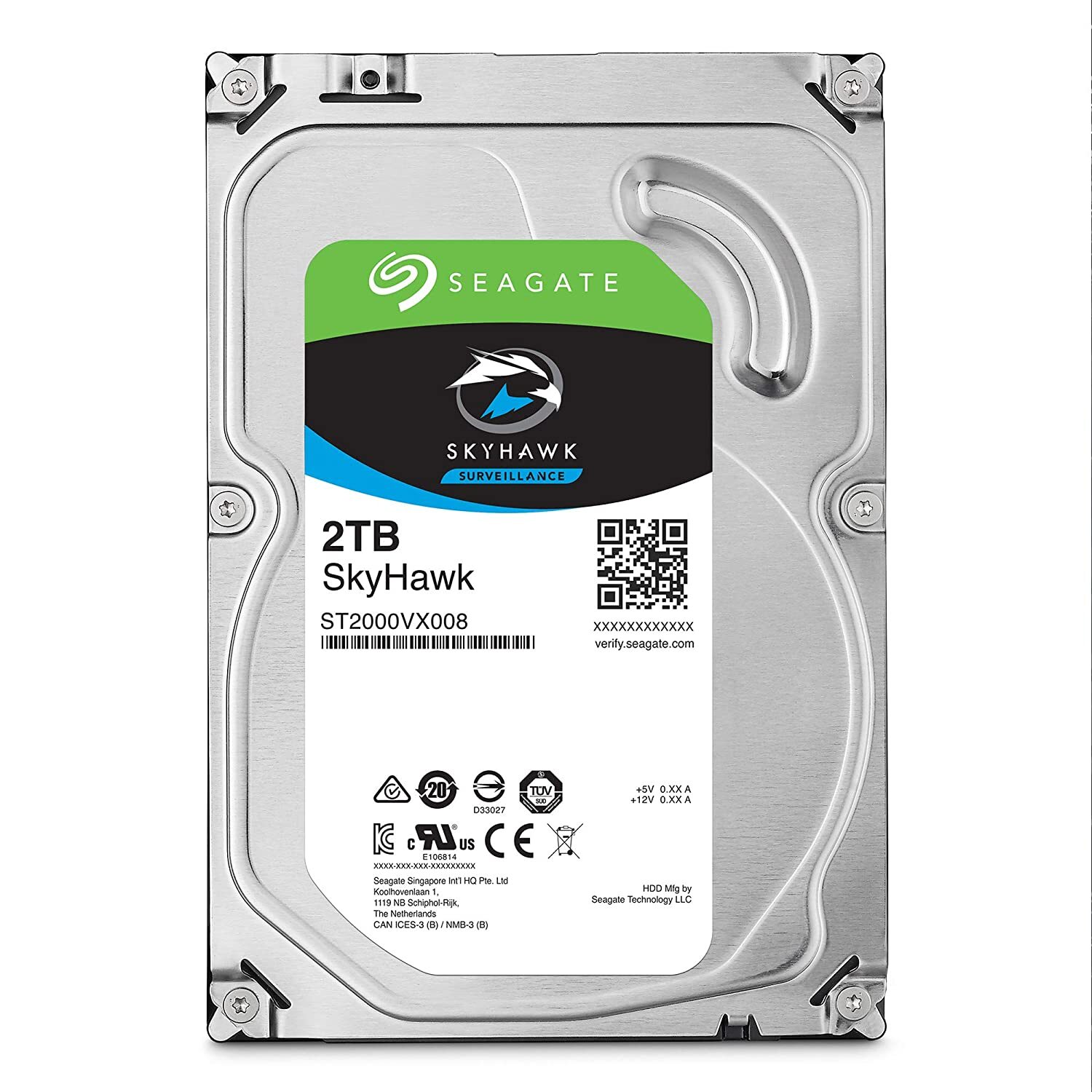 Seagate SkyHawk 2 TB Surveillance Internal Hard Drive HDD – 3.5 Inch SATA 6 Gb/s 64 MB Cache for DVR NVR Security Camera System (ST2000VX008)