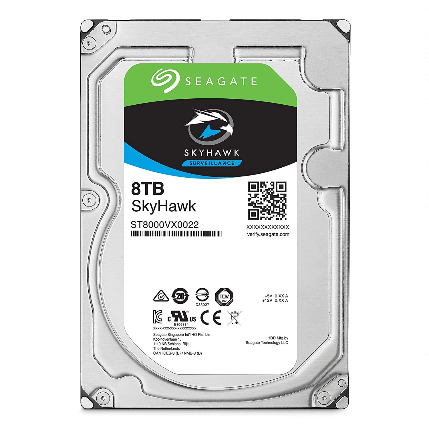 Seagate Skyhawk 8TB Surveillance Internal Hard Drive HDD 3.5 Inch SATA 6GB/s 256MB Cache for DVR NVR Security Camera System with Drive Health Management