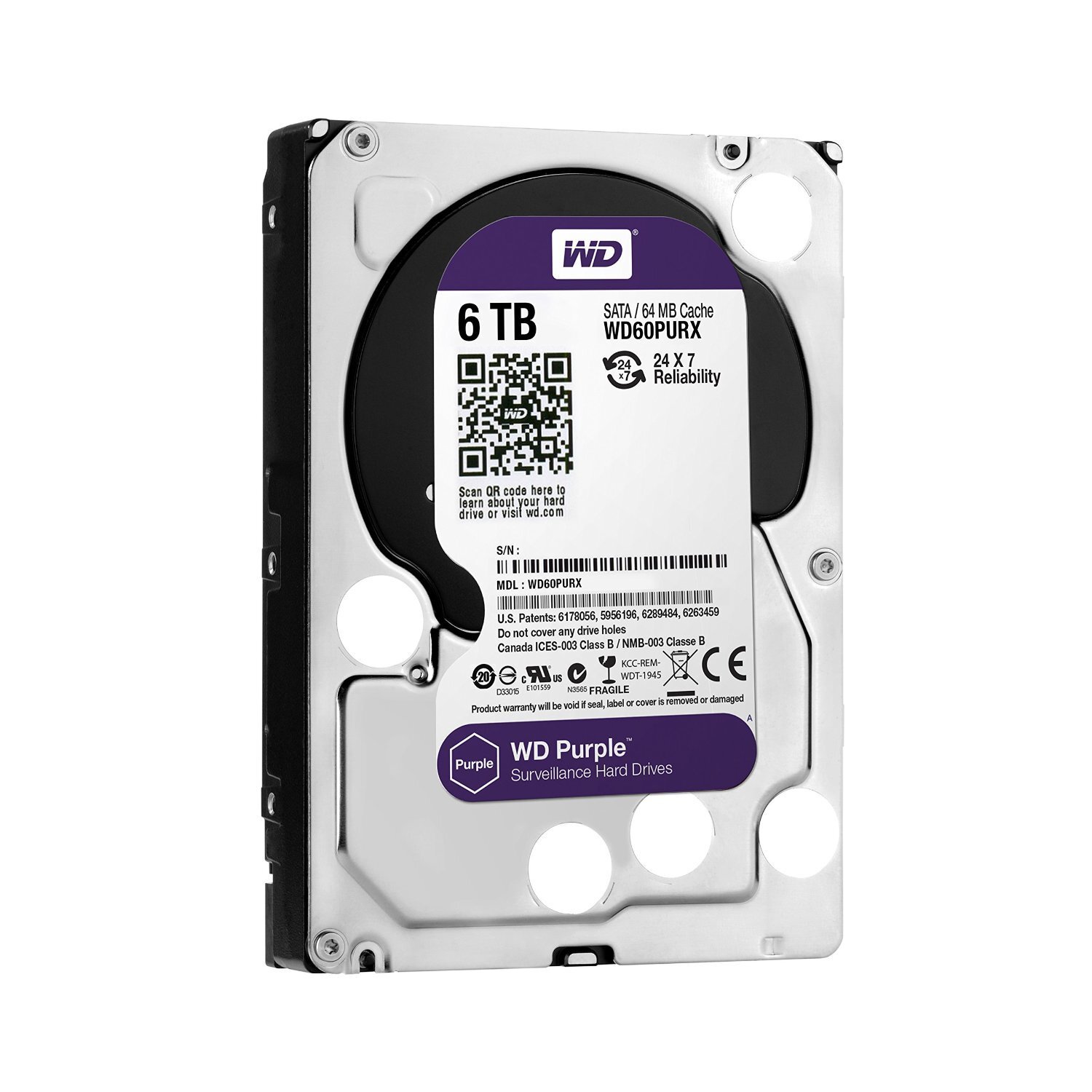 Western Digital Purple Surveillance 6TB Internal  Hard Drive (WD60PURX)