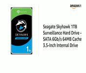 Seagate Skyhawk 1 TB Surveillance Internal Hard Drive HDD, 3.5 Inches SATA 6 Gb/s 64 MB Cache for DVR NVR Security Camera System (ST1000VX005)