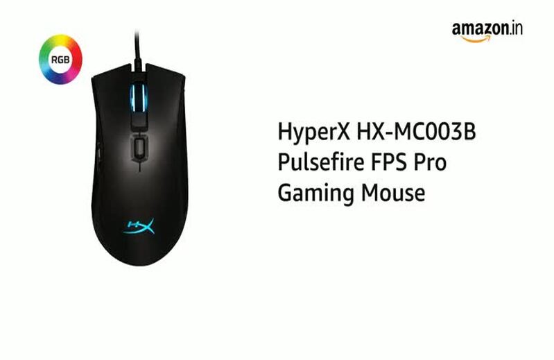 HyperX Pulsefire FPS Pro USB Gaming Mouse, Software Controlled RGB Light Effects & Macro Customization, Pixart 3389 Sensor Up to 16,000 DPI, 6 Programmable Buttons - Black (HX-MC003B)