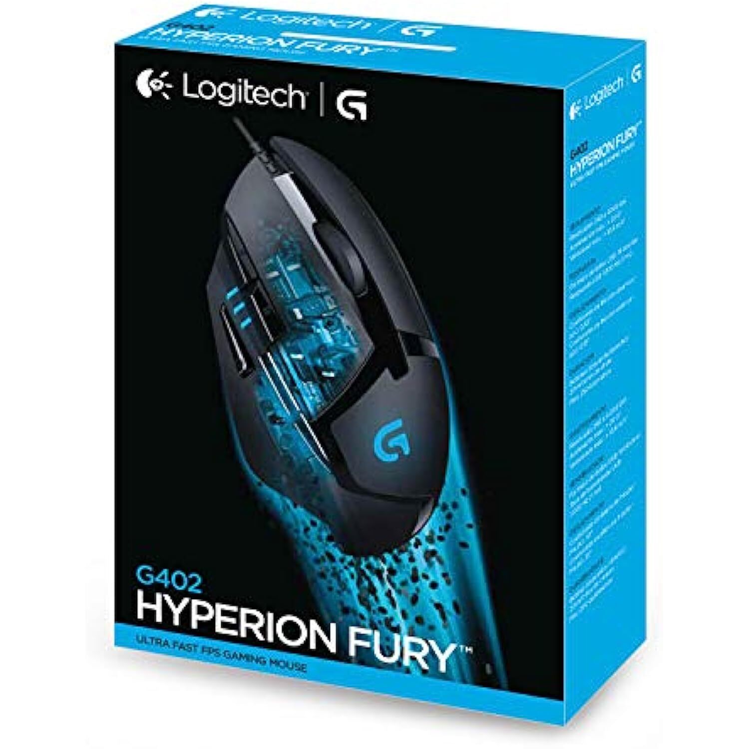 Logitech G402 Hyperion Fury USB Wired Gaming Mouse, 4,000 DPI, Lightweight, 8 Programmable Buttons, Compatible for PC/Mac - Black