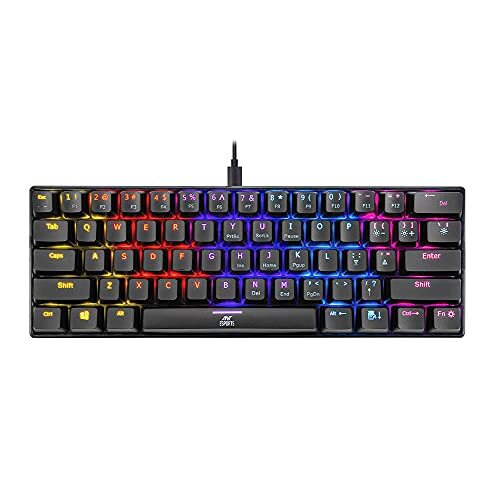 Ant Esports MK1200 Mini Wired Mechanical Gaming Keyboard with RGB Backlit Lighting and 60 Compact Form Factor - Red Switch-M00000001325