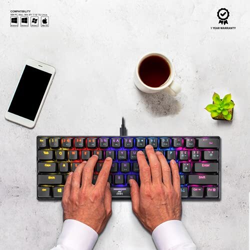 Ant Esports MK1200 Mini Wired Mechanical Gaming Keyboard with RGB Backlit Lighting and 60 Compact Form Factor - Red Switch-M00000001325