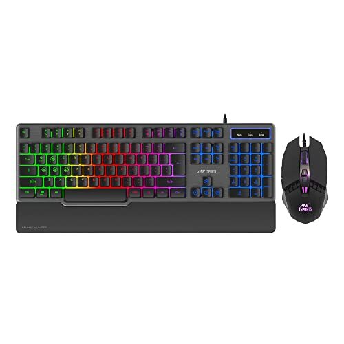 Ant Esports KM540 Gaming Backlit Keyboard and Mouse Combo, LED Wired Gaming Keyboard, Ergonomic & Wrist Rest Keyboard, Programmable Gaming Mouse for PC/Laptop/Mac – Black