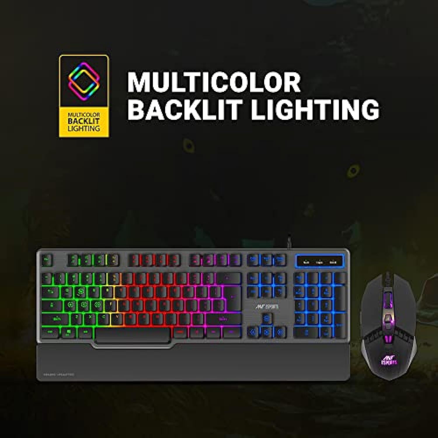 Ant Esports KM540 Gaming Backlit Keyboard and Mouse Combo, LED Wired Gaming Keyboard, Ergonomic & Wrist Rest Keyboard, Programmable Gaming Mouse for PC/Laptop/Mac – Black