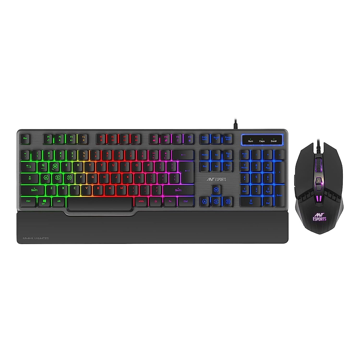 Ant Esports KM540 Gaming Backlit Keyboard and Mouse Combo, LED Wired Gaming Keyboard, Ergonomic & Wrist Rest Keyboard, Programmable Gaming Mouse for PC/Laptop/Mac – Black