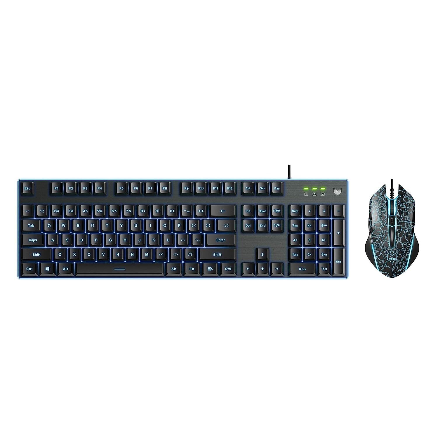 Rapoo V100S Gaming Keyboard & Mouse Combo with Adjustable Backlit, Optical Gaming Mouse with 6400 DPI