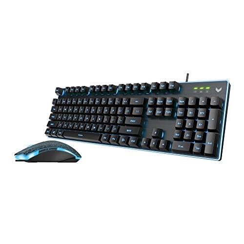 Rapoo V100S Gaming Keyboard & Mouse Combo with Adjustable Backlit, Optical Gaming Mouse with 6400 DPI