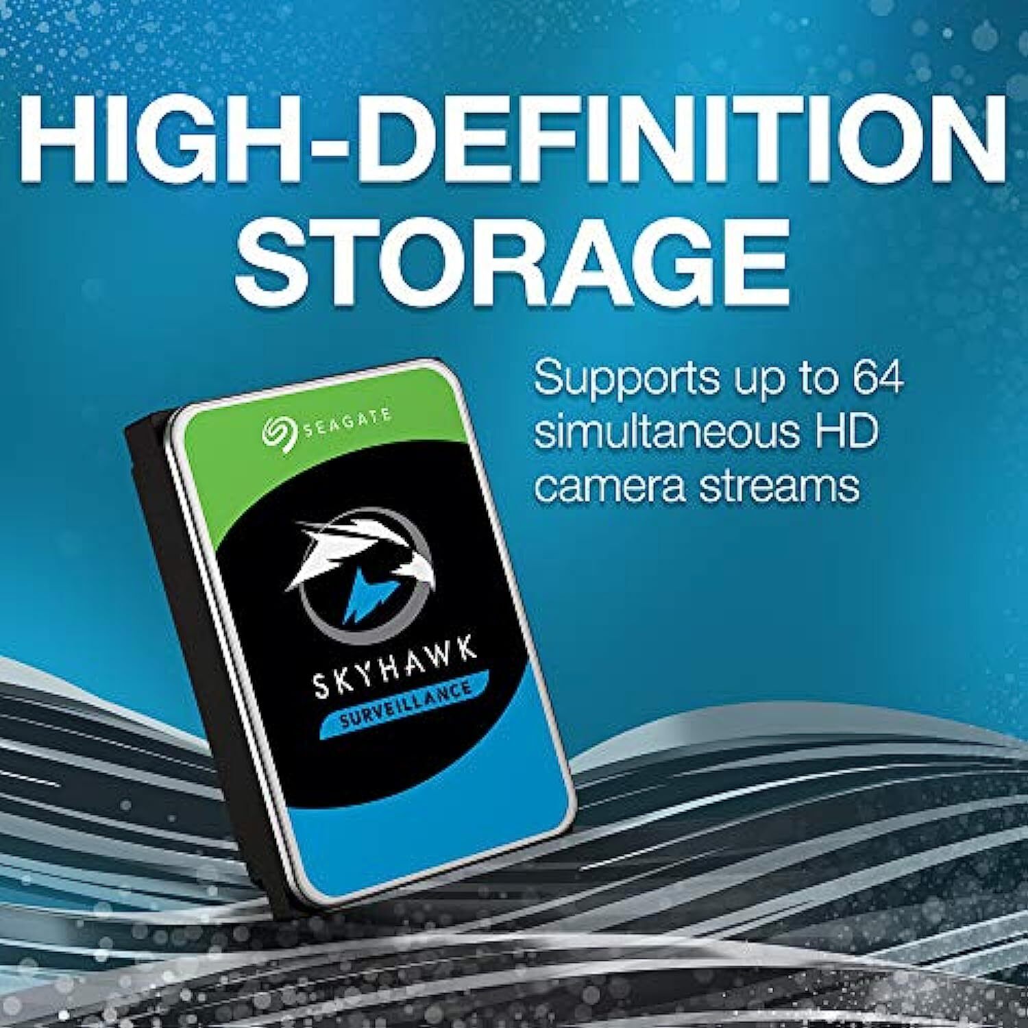 Seagate Skyhawk 14 TB Surveillance Internal Hard Drive HDD – 3.5 Inch SATA 6 Gb/s 256 MB Cache for DVR NVR Security Camera System with Drive Health Management (ST14000VX0008)