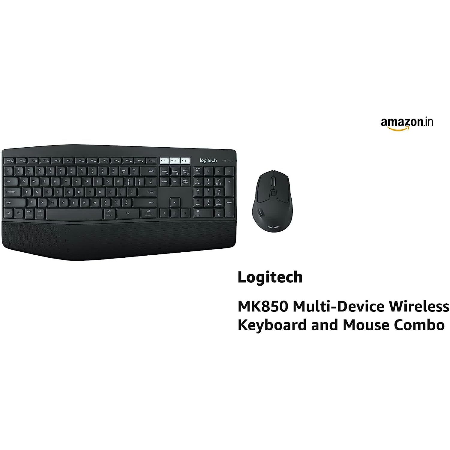 Logitech MK850 Multi-Device Wireless Keyboard and Mouse Set, 2.4GHz Wireless & Bluetooth, Curved Keyframe , 12 Programmable Keys, 3-Year Battery Life, PC/Mac