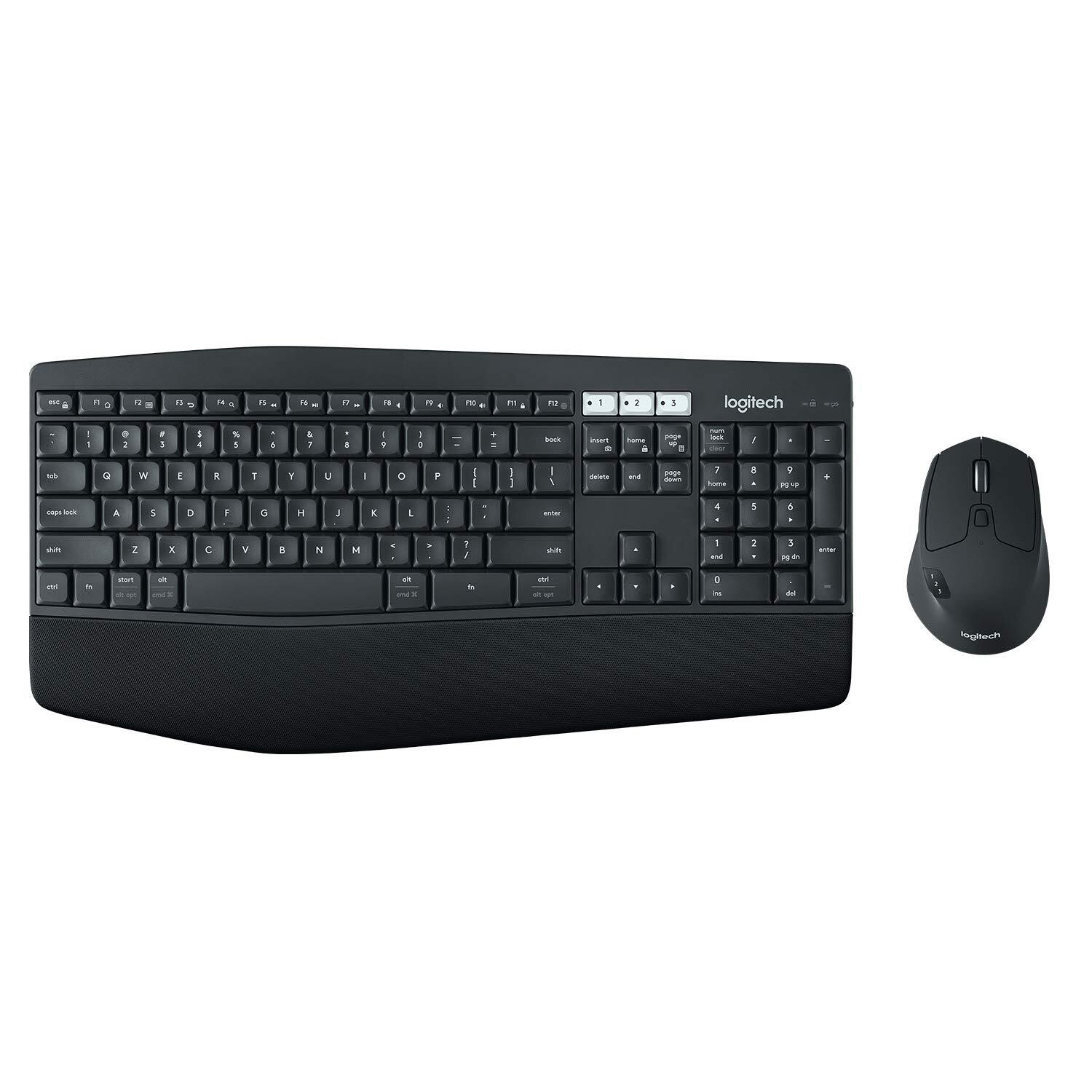 Logitech MK850 Multi-Device Wireless Keyboard and Mouse Set, 2.4GHz Wireless & Bluetooth, Curved Keyframe , 12 Programmable Keys, 3-Year Battery Life, PC/Mac