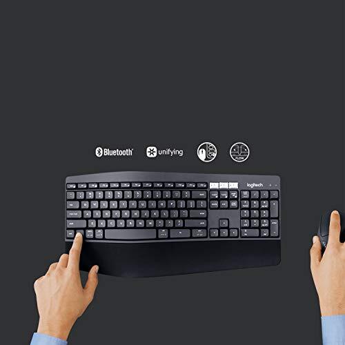 Logitech MK850 Multi-Device Wireless Keyboard and Mouse Set, 2.4GHz Wireless & Bluetooth, Curved Keyframe , 12 Programmable Keys, 3-Year Battery Life, PC/Mac