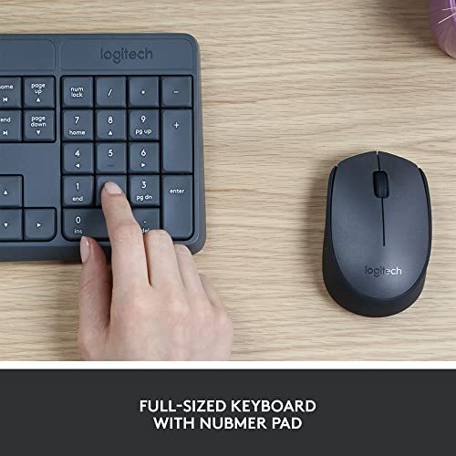 Logitech MK235 Wireless Keyboard and Mouse Set for Windows, 2.4 GHz Wireless Unifying USB Receiver, 15 FN Keys, Long Battery Life, Compatible with PC, Laptop - Black