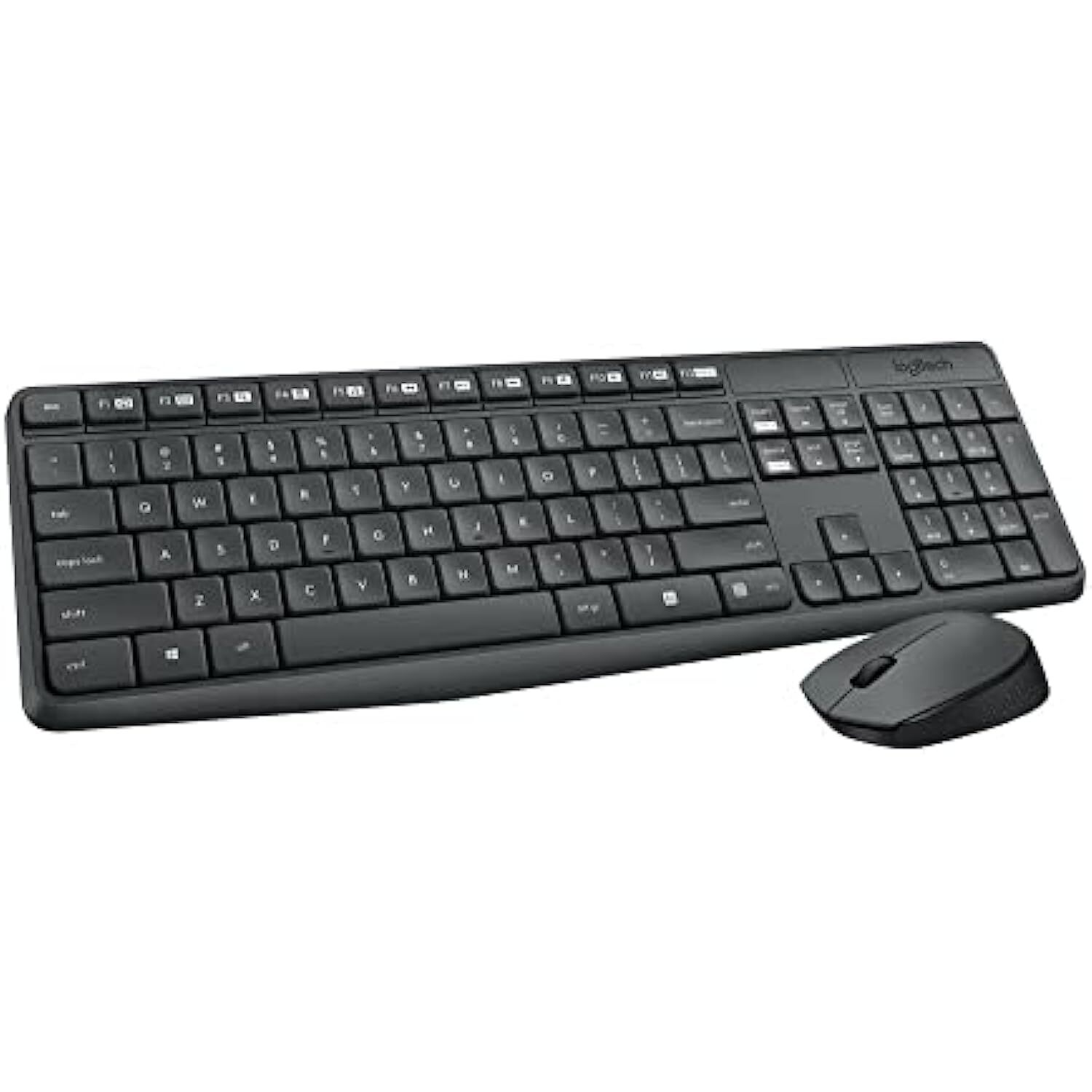 Logitech MK235 Wireless Keyboard and Mouse Set for Windows, 2.4 GHz Wireless Unifying USB Receiver, 15 FN Keys, Long Battery Life, Compatible with PC, Laptop - Black