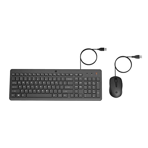 HP 150 Wired Keyboard and Mouse Combo with Instant USB Plug-and-Play Setup, 12 Shortcut Keys, 6° Adjustable Slope Keyboard and 1600 DPI Optical Sensor Mouse (3-Years Warranty, 240J7AA)