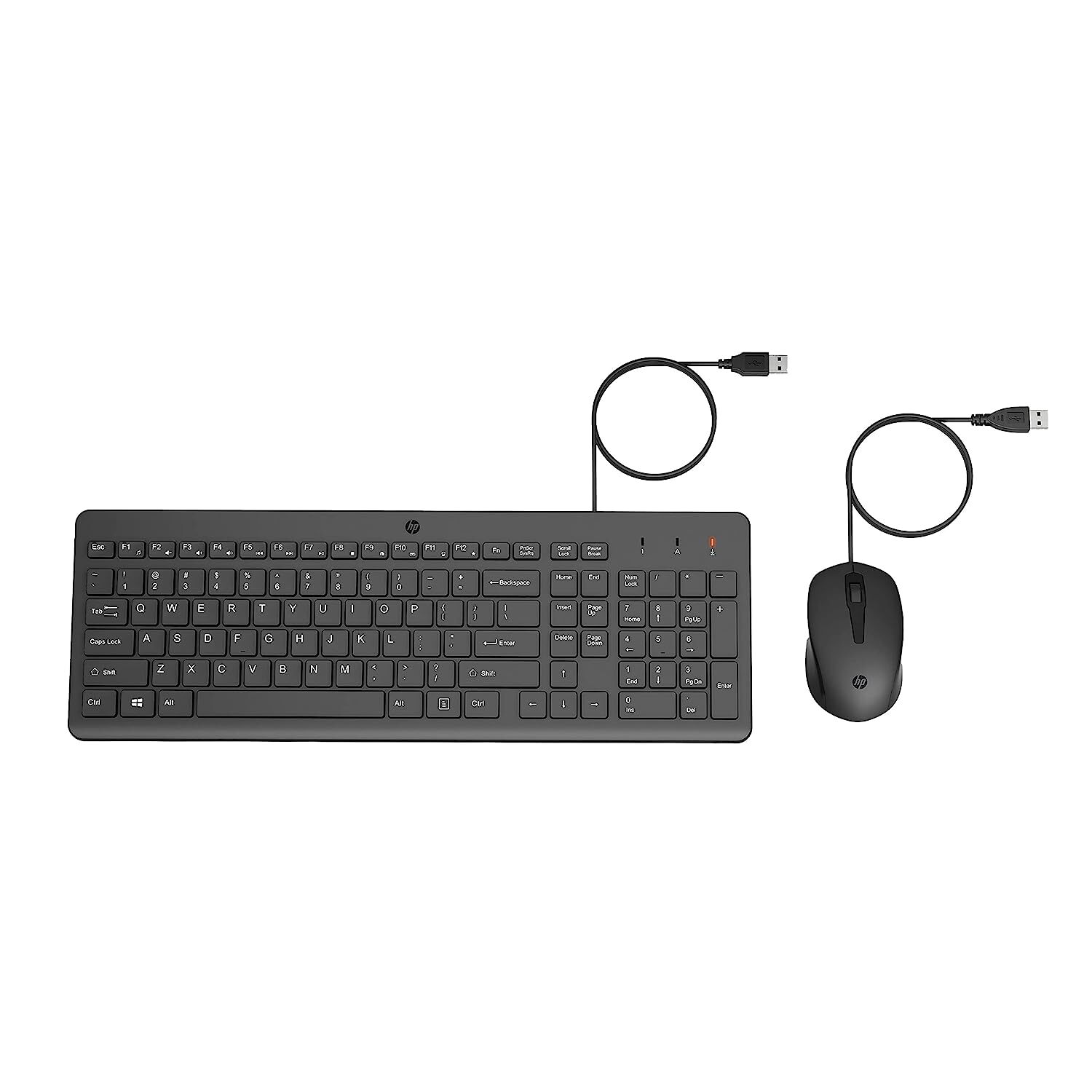 HP 150 Wired Keyboard and Mouse Combo with Instant USB Plug-and-Play Setup, 12 Shortcut Keys, 6° Adjustable Slope Keyboard and 1600 DPI Optical Sensor Mouse (3-Years Warranty, 240J7AA)